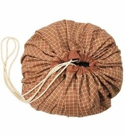 Bedste salg 🔔 Play&Go Legetæppe - Ø140 - Grid Brown ⌛