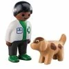 Outlet 👍 Playmobil 1.2.3 - Dyrlæge Med Hund - 70407 - 2 Dele 🧨
