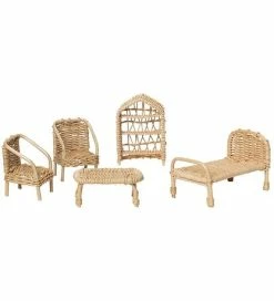 Bedste salg 💯 Ferm Living Dukkemøbler - 5-pak - Rattan Dollhouse Furniture - N 🛒