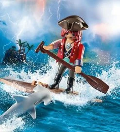 Budget ⌛ Playmobil SpecialPlus - Pirat Med Tømmerflåde Og 🔨 Hammerhaj - 705 🔔 -Billig legetoej butik DX447 3