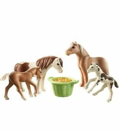 Promo 🔔 Playmobil Country - 2 Islandske Ponyer Med Føl - 71000 - 6 Dele 👍