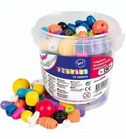 Budget 😀 Playbox Perler - Træperler I Spand - 150 Stk - Basisfarver 🔥 1 Budget 😀 Playbox Perler - Træperler I Spand - 150 Stk - Basisfarver 🔥