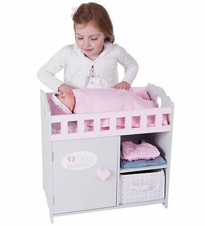 Købe 🔥 Tiny Treasures Dukketilbehør - Puslebord - Grå/Rosa 🌟 2 Købe 🔥 Tiny Treasures Dukketilbehør - Puslebord - Grå/Rosa 🌟 - Billede 2