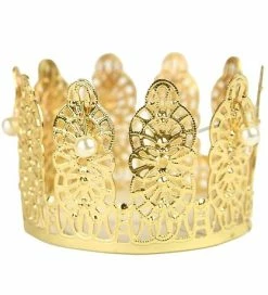 Brandudsalg 🎁 Den Goda Fen Udklædning - Prinsessekrone M. Perler - Guld 🛒