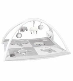 Engros 🎉 Nattou Aktivitetstæppe Tembo - 75x60 Cm - Grå/Hvid 👍