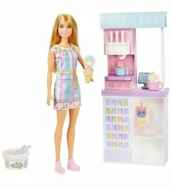 Promo 😉 Barbie Dukke - Isbod - Ice Cream Shopkeeper Playset 💯